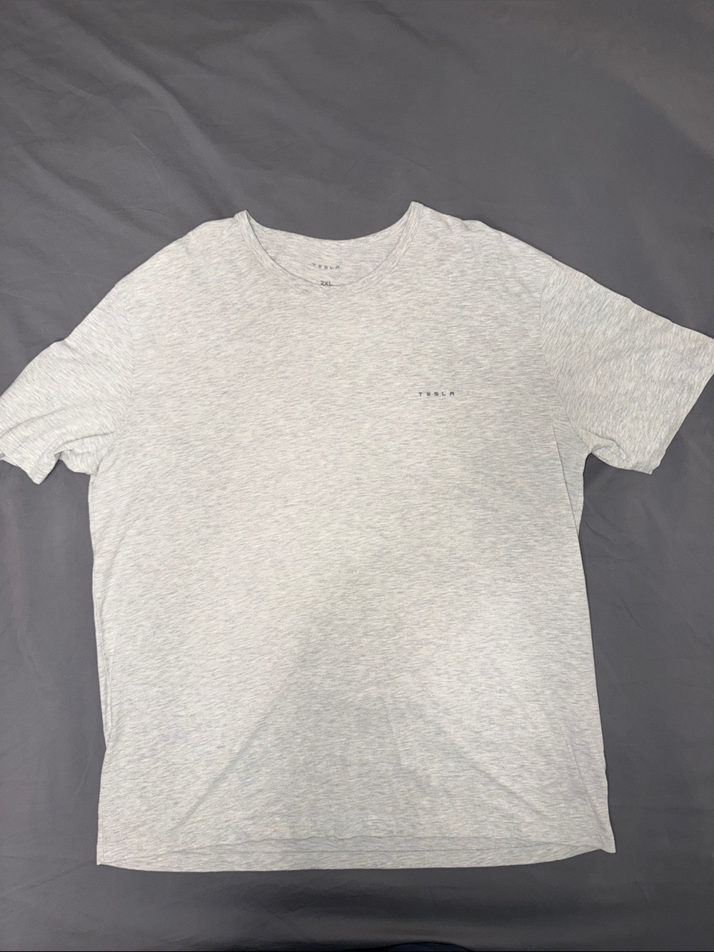 Tesla Heather Light Gray Short Sleeve Logo Tee